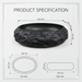 Black artificial stone oval table top wash basin 600x400x150 mm with rough natural rock textured exterior and smooth black interior, luxury designer countertop bathroom sink with modern styling and product dimensions.