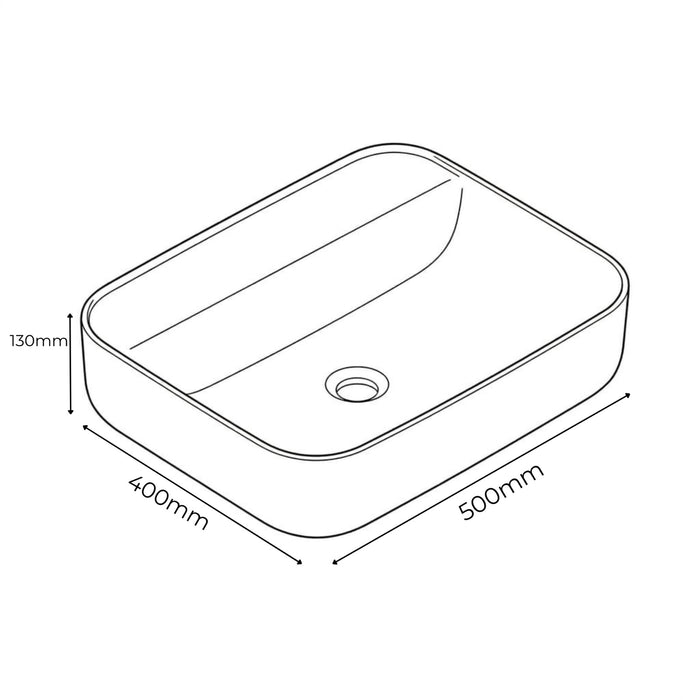 BASSINO Serene Sky Matte Blue Ceramic Vessel Sink with Tap hole (20 x 16 x 5 Inches)