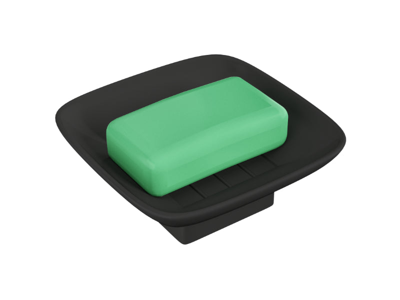 BASSINO Stylish Single Soap Dish For Bathroom-Glossy Black