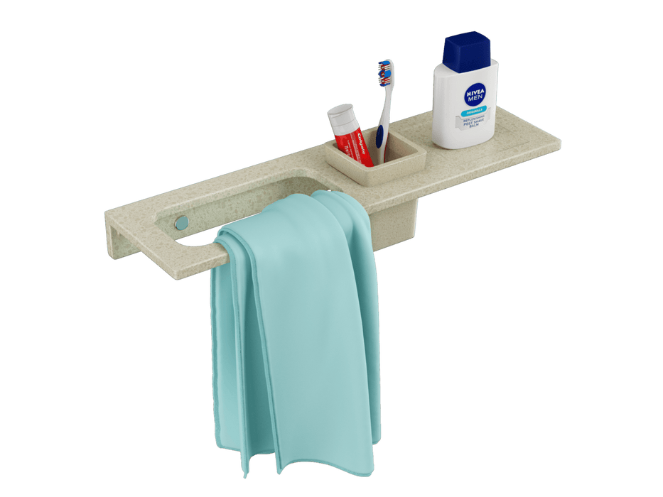 BASSINO Stylish Brush Holder With Napkin Stand Shelf For Bathroom-Glossy Marble | 3 in 1