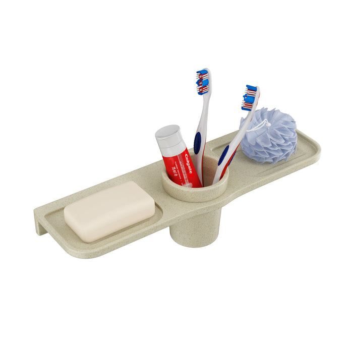 BASSINO Modern Double Soap Dish With Tumbler Holder-Glossy Marble