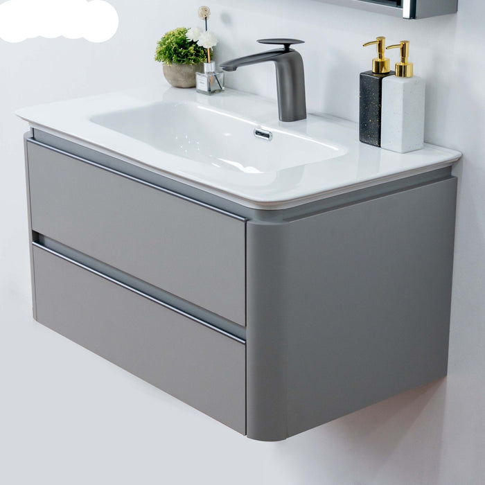 Plywood bathroom vanities and cabinets with led mirror cabinet with ceramic basin 600*470*450