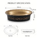 Black and champagne gold royal floral oval table top wash basin 580x370x150 mm featuring matte black exterior, metallic gold interior, antique gold ornamental scrollwork and scalloped rim for luxury bathroom countertops.