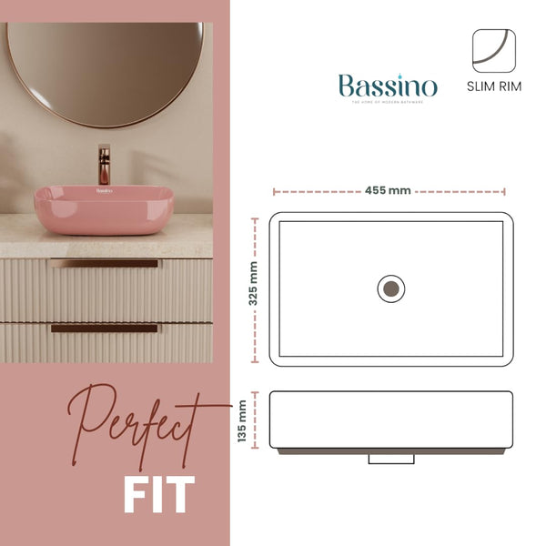 Modern Pink Glossy Ceramic Table Top Wash Basin (18x13x5.5 In) BTT-11405