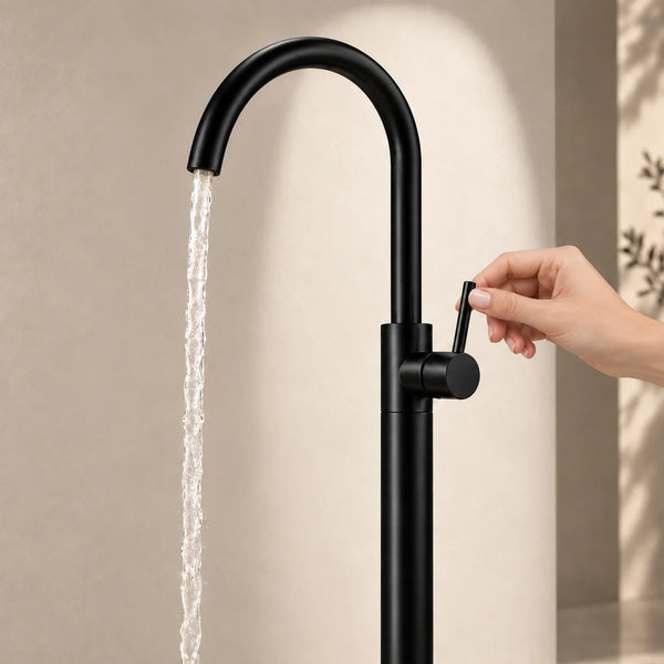 Bassino Free Standing Basin Mixer Tap –  Floor Mounted Faucet for Pedestal Basins