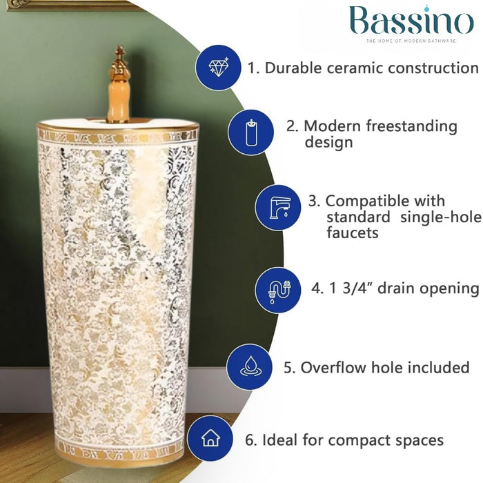 Ceramic Pedestal Wash Basin,BPB-514,size-16x16x34 Inch