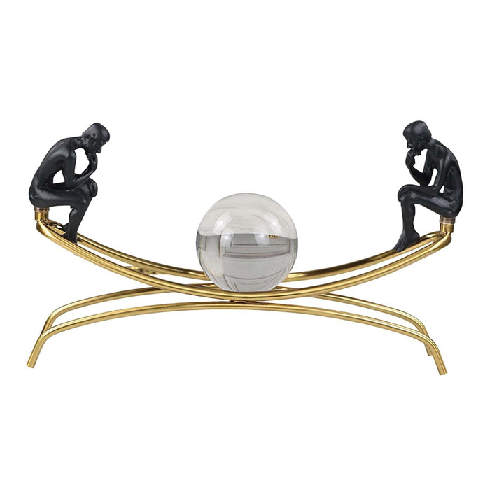 Abstract Thinker Duo with Crystal Sphere – Modern Art Sculpture for Elegant Home Decor (BSP-1386) L 13 W 8 H 25