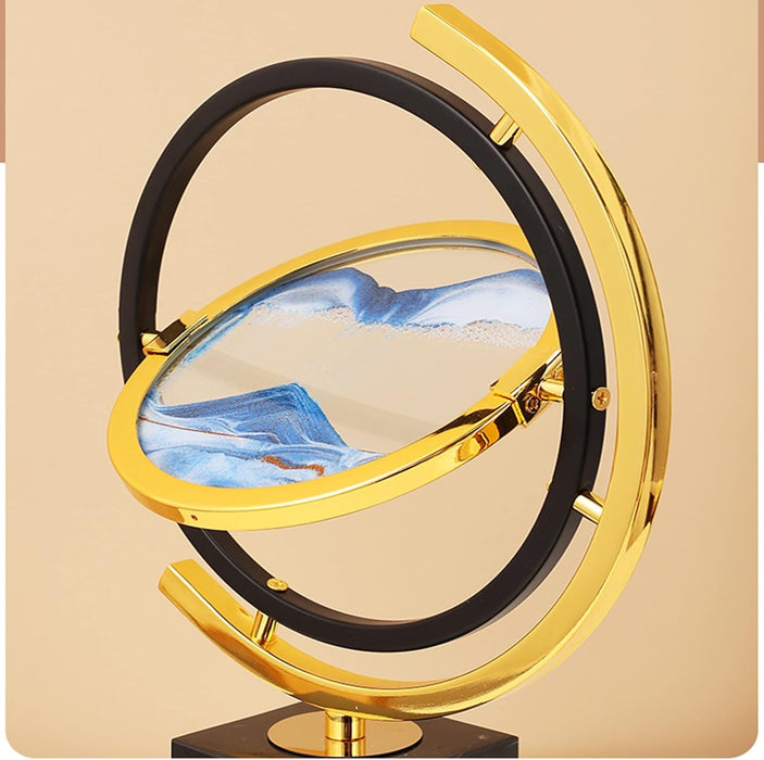 Glass Quicksand Painting, Moving Sand Art Picture 3D Glass Deep Sea Sandscape Flowing Sand Frame Desktop Ornaments Quicksand Painting (Color : Blue) (BSP-1374)