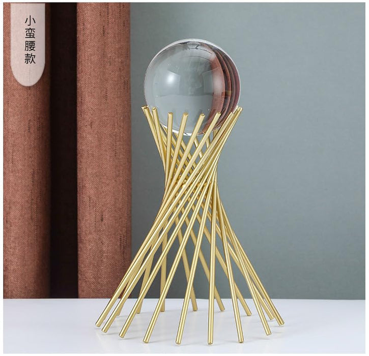 Golden Reindeer Decor Set with Crystal Ball Centerpiece – Luxury Festive & Home Tabletop Decoration (Set of 3)