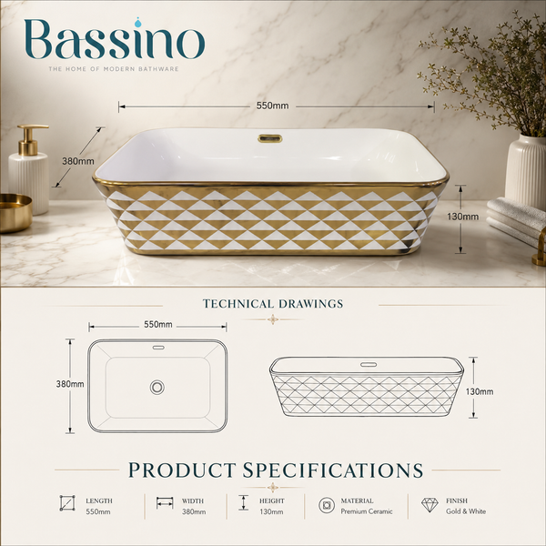 Designer Table Top Basin (22 x 15 x 5  in) BTT-1000