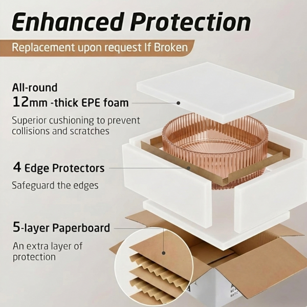 Bassino Modern Transparent Glass Wash Basin | Stylish Countertop Wash Basin for Bathroom–395x395x160 mm Rose gold