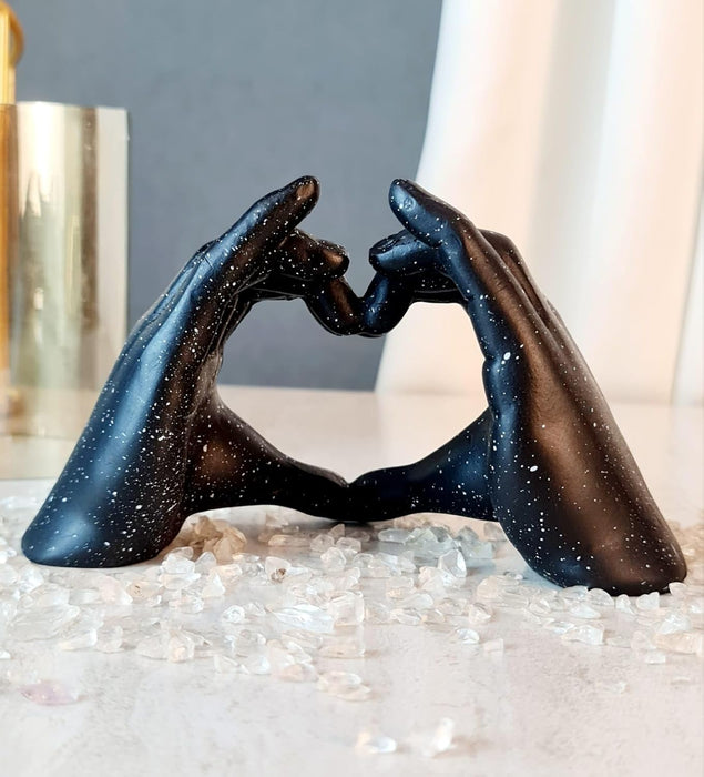 Heart Hands Sculpture, Aesthetic Gesture Decoration, Modern Style Love Sign Art Figurine Ornaments, Home Decor for Living Room, Bedroom, Wedding, Office, Shelves, Coffee Table, Black (BSP-8028) L 22 W 10 H 12 CM