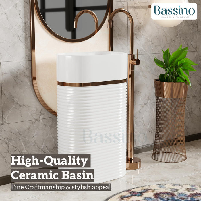 Ceramic Pedestal Wash Basin(size-20x14x33 Inch)BPB-743