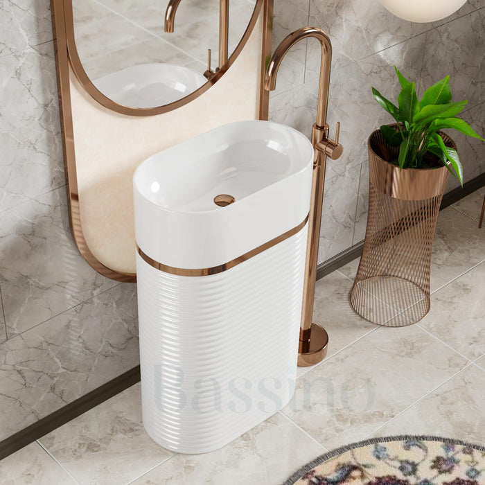 Ceramic Pedestal Wash Basin(size-20x14x33 Inch)BPB-743