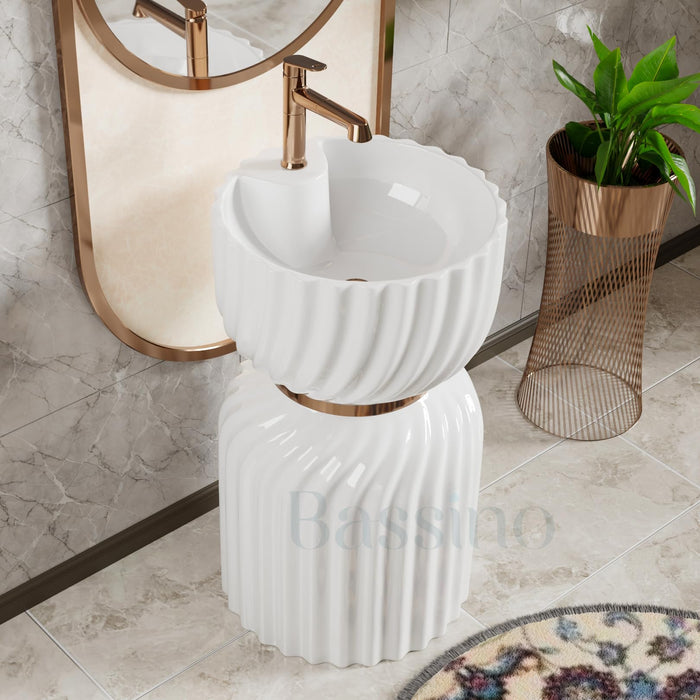 Ceramic Pedestal Wash Basin,BPB-756,size-18x18x33 Inch