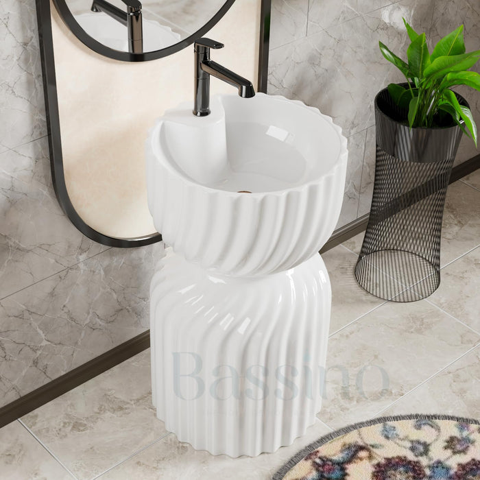 Ceramic Pedestal Wash Basin,BPB-680,size-18x18x33 Inch
