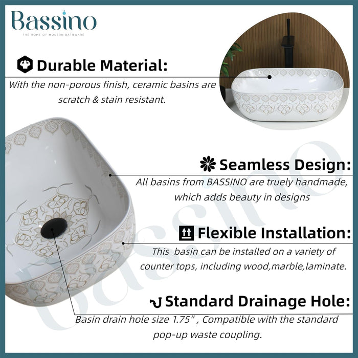 Premium Designer Table top Wash Basin (18x13x5.5 In) BTT-1457