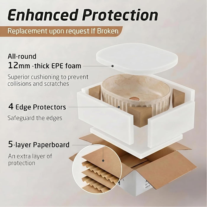 Premium Designer Table top/Counter top Wash Basin/Vessel sink (22x14x6 In) Marble9