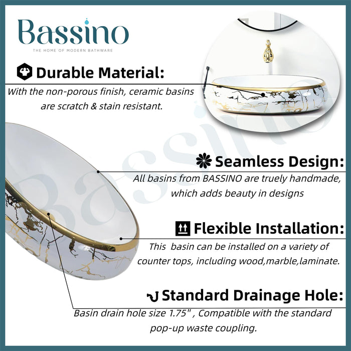 Premium Designer Table top/Counter top Wash Basin/Vessel sink (24x16x6 In) BTT-1220