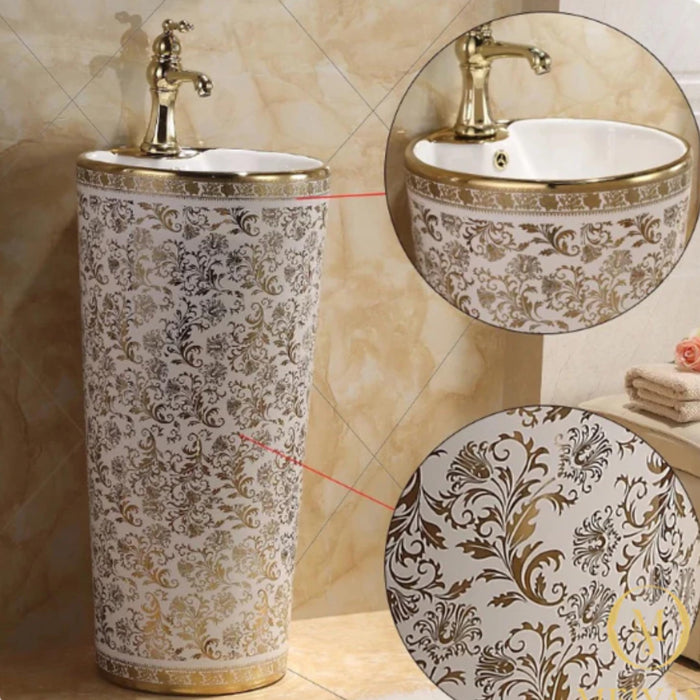 Ceramic Pedestal Wash Basin,BPB-514,size-16x16x34 Inch