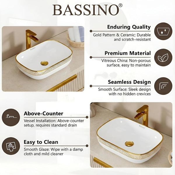 Premium Designer Table Top Wash Basin (18x13x5.5 In) BTT-0194-IN