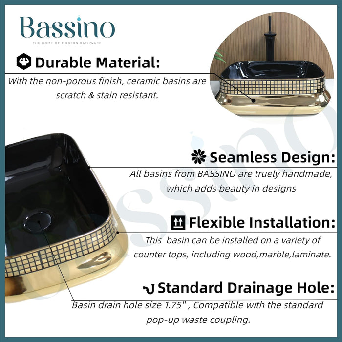Premium Designer Table top/Counter top Wash Basin/Vessel sink (18x14x5.5 In) BTT-1155