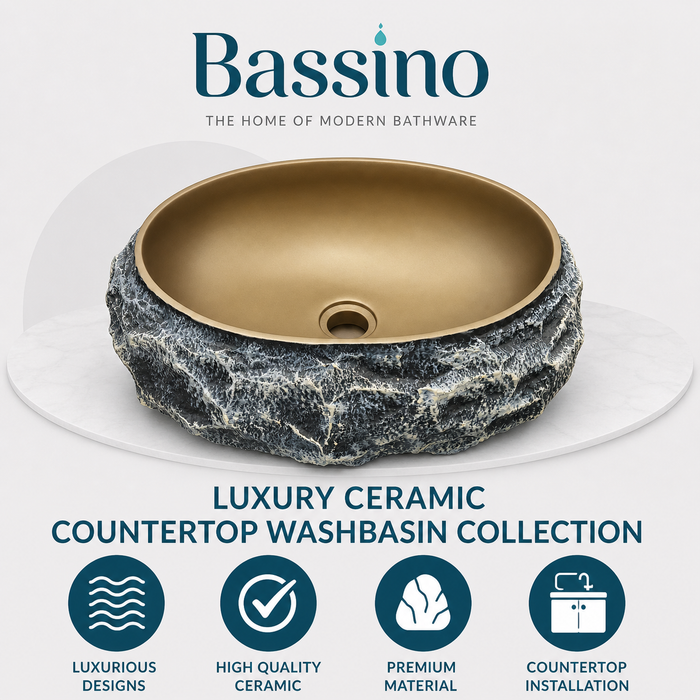 Modern Home Accent Countertop Wash Basin – Matt Artificial Stone Basin | 20×15.6×6 Inch Brown