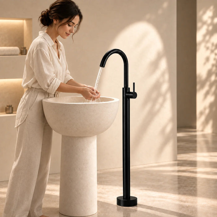 Bassino Free Standing Basin Mixer Tap –  Floor Mounted Faucet for Pedestal Basins