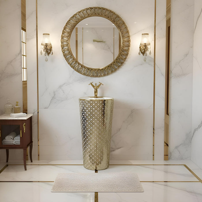 Artificial Stone Pedestal Basin(Size-15x15x33 Inch) NCPB-2083