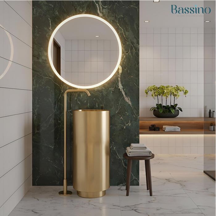 Metal Pedestal Wash Basin,size-16x16x33 Inch Gold