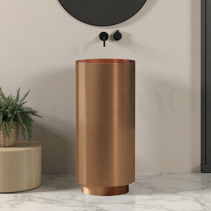 Metal Pedestal Wash Basin,size-16x16x33 Inch Rose gold