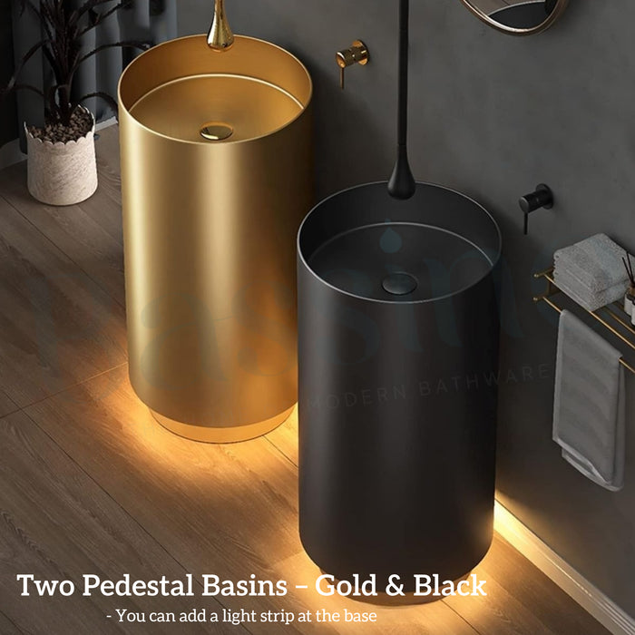 Metal Pedestal Wash Basin,size-16x16x33 Inch Gold