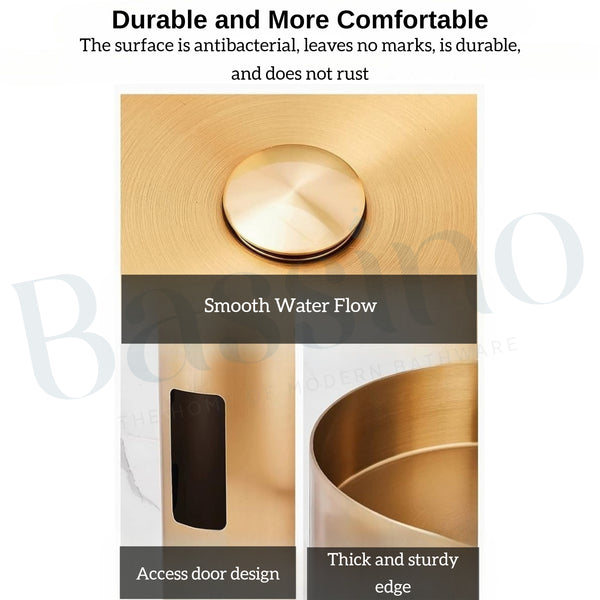 Metal Pedestal Wash Basin,size-16x16x33 Inch Gold