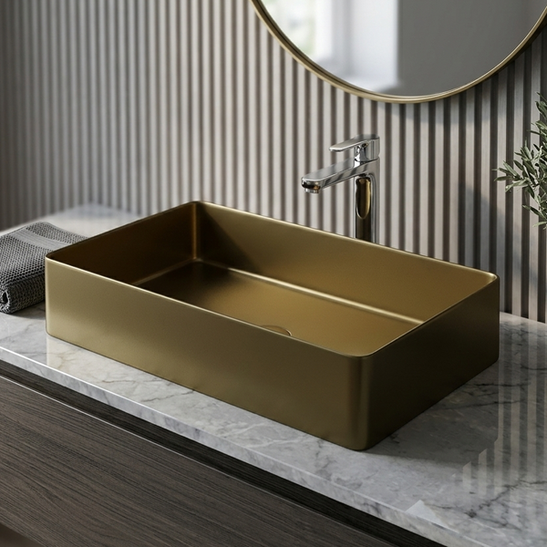 Bassino Modern Stainless Steel Wash Basin | Stylish Countertop Wash Basin for Bathroom–500x350x120 mm Bronze