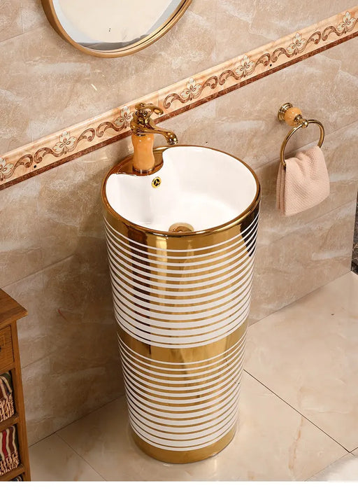 Ceramic Pedestal Wash Basin,BPB-501,size-16x16x34 Inch