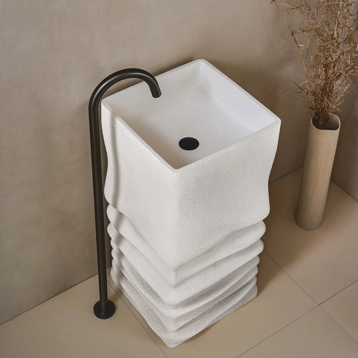 Artificial Stone Pedestal Wash Basin-BPB-641,size-17x17x34 Inch