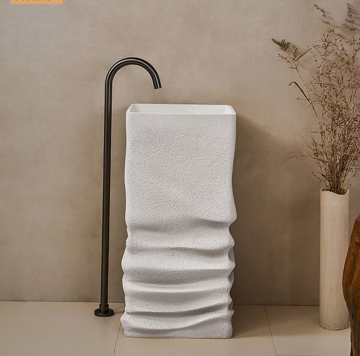 Artificial Stone Pedestal Wash Basin-BPB-641,size-17x17x34 Inch