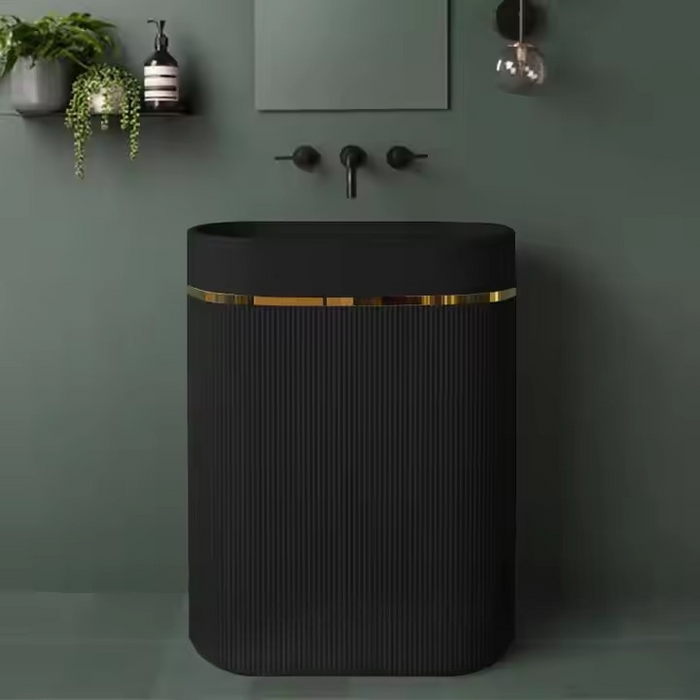 Artificial Stone Pedestal Wash Basin-BPB-644,size-24x15x34 Inch