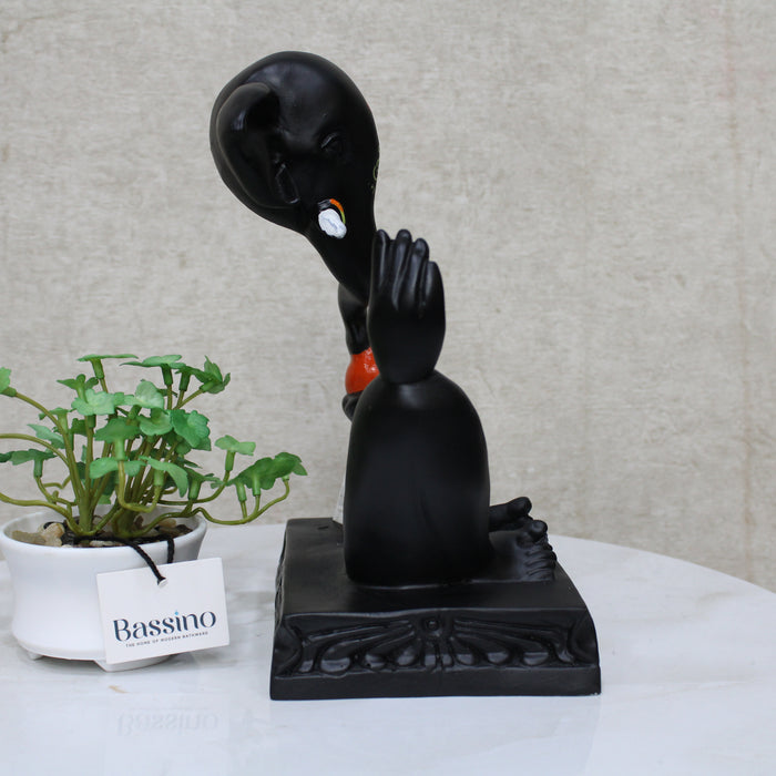 Lord Ganesha Black idol/statue for home and office,table top decor item,Hindu Religious Statue