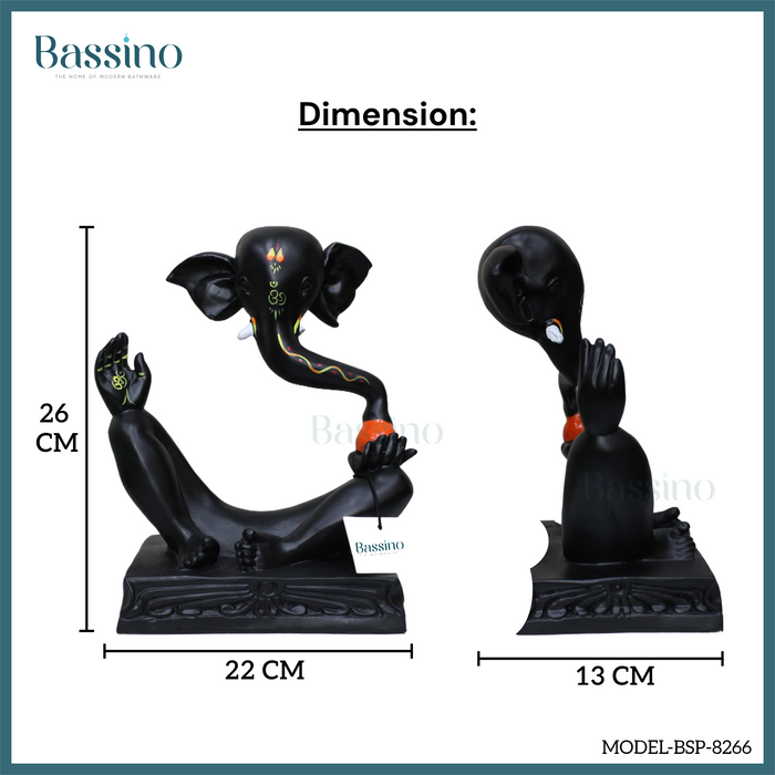 Lord Ganesha Black idol/statue for home and office,table top decor item,Hindu Religious Statue
