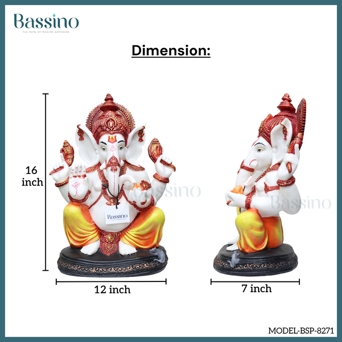 BASSINO Colorful Lord Ganesha seating Idol for home and office