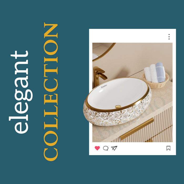 Premium Designer Table top/Counter top Wash Basin/Vessel sink (24x16x6 In) Gold