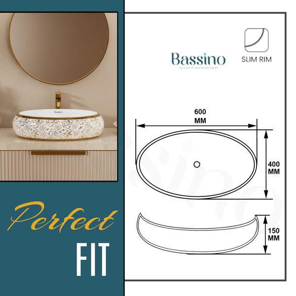 Premium Designer Table top/Counter top Wash Basin/Vessel sink (24x16x6 In) Gold