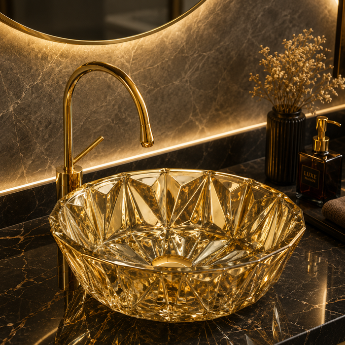 Bassino 16" Luxury Crystal Cut Countertop Wash Basin