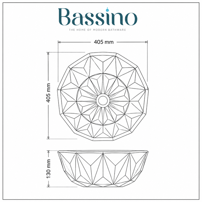 Bassino 16" Luxury Crystal Cut Countertop Wash Basin