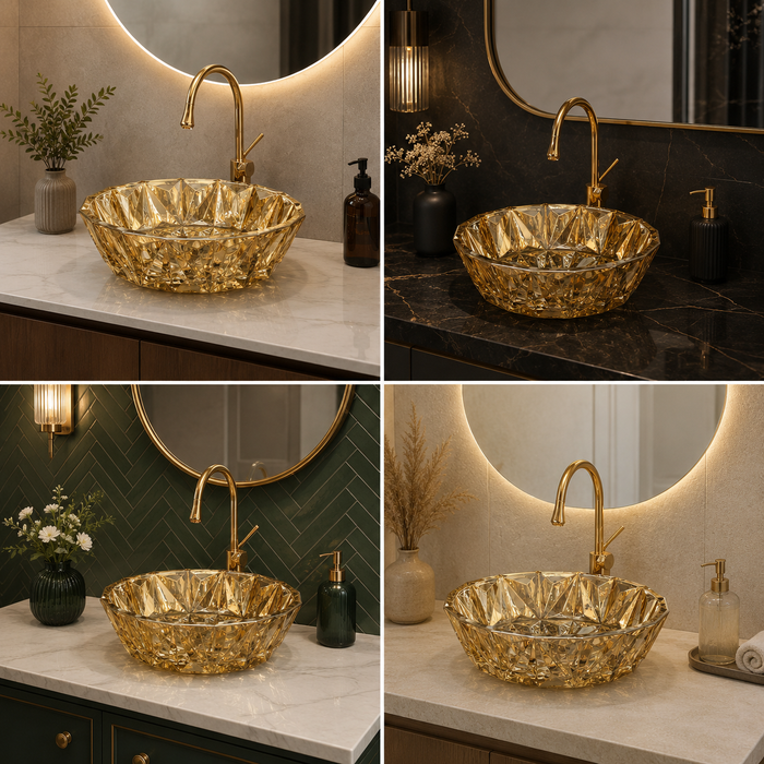 Bassino 16" Luxury Crystal Cut Countertop Wash Basin