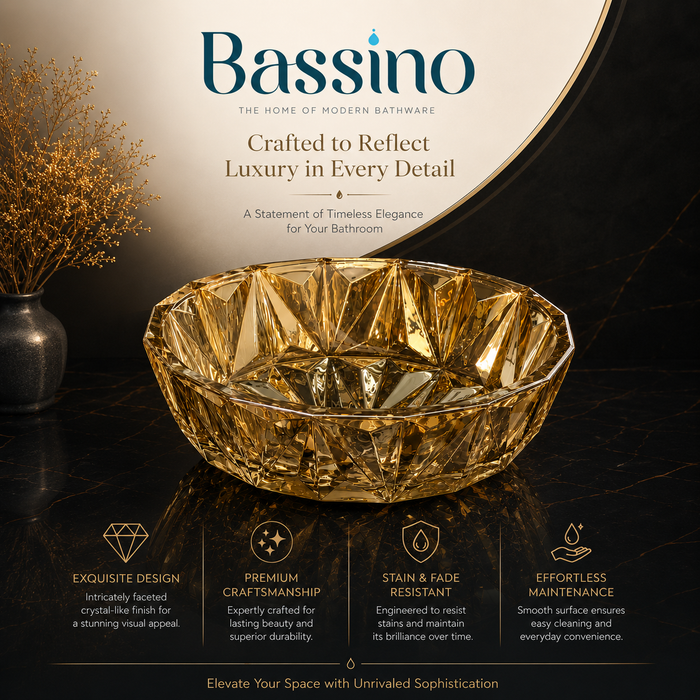 Bassino 16" Luxury Crystal Cut Countertop Wash Basin