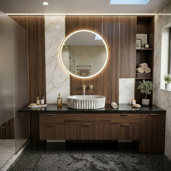 Bassino Grey Marble Textured Countertop Wash Basin