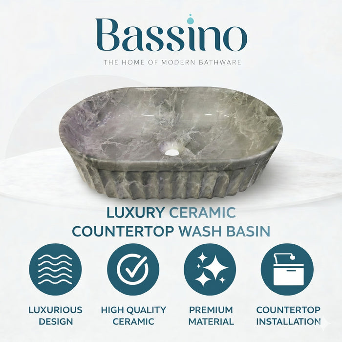 Bassino Grey Marble Textured Countertop Wash Basin