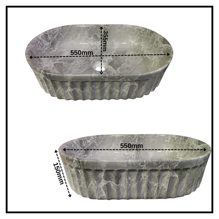 Bassino Grey Marble Textured Countertop Wash Basin